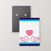 Cute Vogel en Hart Liefde Design Button (Voorkant / Achterkant)