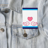 Cute Vogel en Hart Liefde Design Button (Insitu)