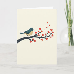 Cute Vogel Hart Boom Kaart