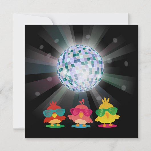 Cute Vogels met Zonnebrillen Dansen & Feesten Kaart (Voorkant)