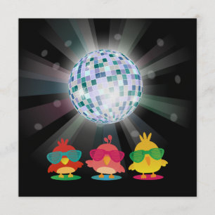Cute Vogels met Zonnebrillen Dansen & Feesten Kaart