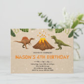 Cute volcan dinosaure invitation (Debout devant)