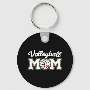 Cute Volleyball Ma Leopard Print Moederdag Fun Sleutelhanger