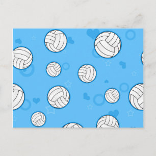 Cute Volleyball Pattern Blue Briefkaart
