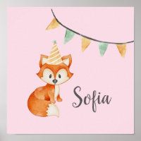 Cute Vos Bos Feesthoed Verjaardag Roze