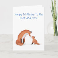 Cute vos en welp verjaardagskaart voor vader