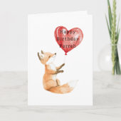 Cute Vos Hart Ballon Verjaardag Kaart (Voorkant)