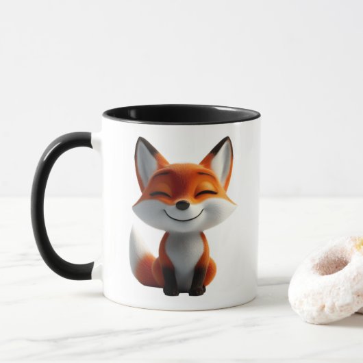 Cute Vos Koffiemok | Kawaii Vos Mok Design (Met donut)