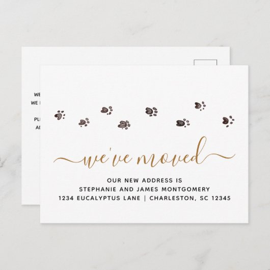 Cute Walk Drukt zwarte gouden beweging af Aankondigingskaart (Voorkant / Achterkant)