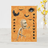 Cute Walking Zombie Kinder Halloween Kaart (Gele Bloem)