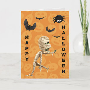 Cute Walking Zombie Kinder Halloween Kaart
