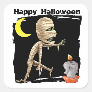Cute Walking Zombie Kinder Halloween Vierkante Sticker