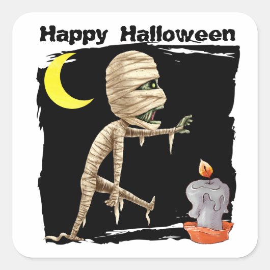 Cute Walking Zombie Kinder Halloween Vierkante Sticker (Voorkant)
