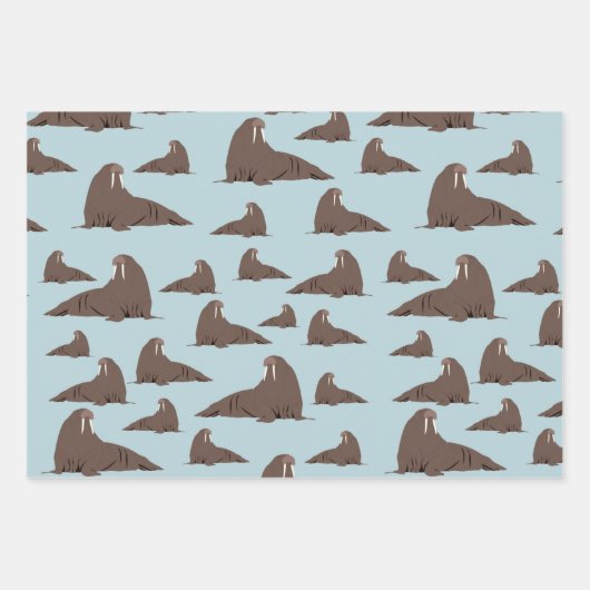 Cute Walrus Pattern Inpakpapier Vel (Voorkant 3)