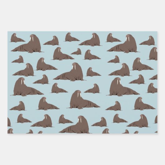 Cute Walrus Pattern Inpakpapier Vel (Voorkant)