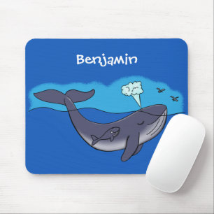 Cute walvis en kalf cartoon muismat
