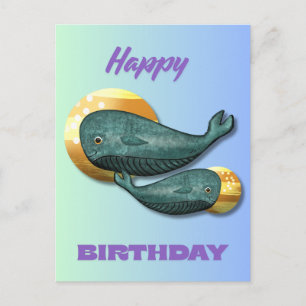 Cute Walvis Verjaardagskaart Oceaan  Briefkaart
