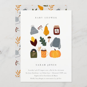 Cute Warm Cozy Autumn Essential Baby shower Invite Bedankkaart