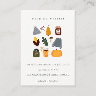 Cute Warm Cozy Autumn Essential Wedding Website Informatiekaartje