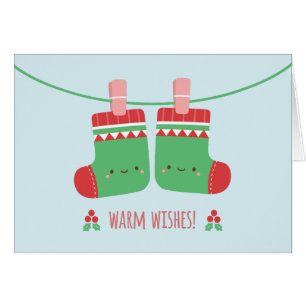 Cute Warm Wishes kerstsokken Wenskaart