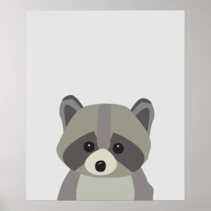 Cute Wasbeer Neutrale Kinderkamer Kunst Poster