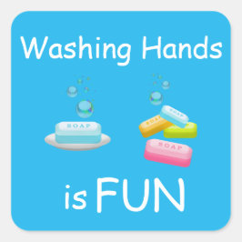 Cute Washing Hands is FUN Vierkante Sticker
