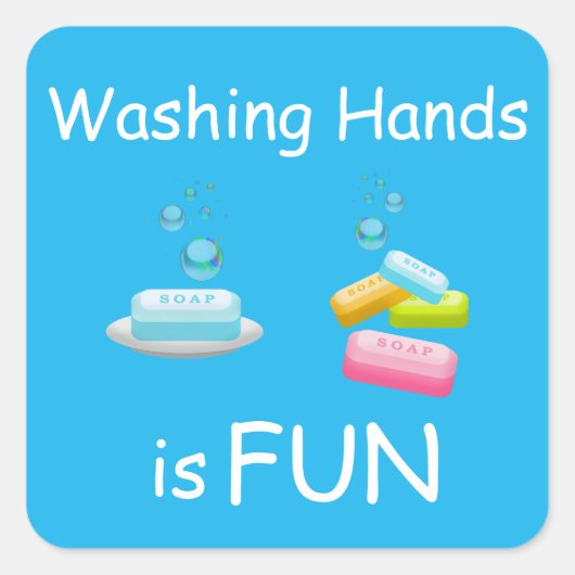 Cute Washing Hands is FUN Vierkante Sticker (Voorkant)