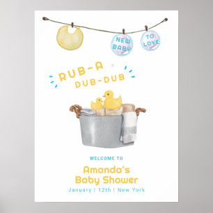 Cute Wasknijplijn Rubber Eend Baby Shower Welkom Poster