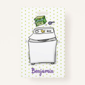 Cute wasmachine cartoon illustratie badge (Achterkant)