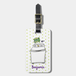 Cute wasmachine cartoon illustratie bagagelabel