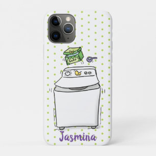 Cute wasmachine cartoon illustratie iPhone 11 pro hoesje