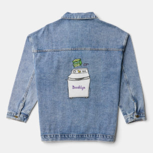 Cute wasmachine cartoon illustratie denim jacket