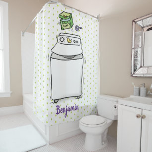 Cute wasmachine cartoon illustratie douchegordijn