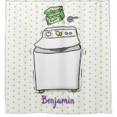 Cute wasmachine cartoon illustratie douchegordijn (Voorkant)