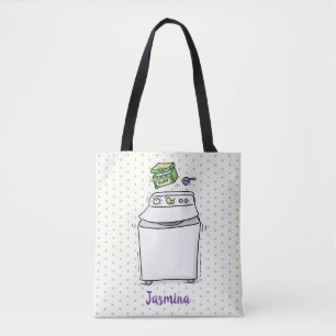 Cute wasmachine cartoon illustratie draagtas