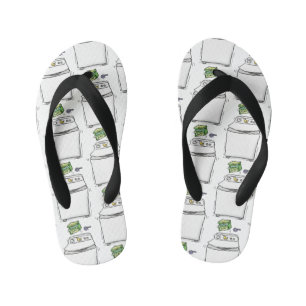 Cute wasmachine cartoon illustratie kinder teenslippers