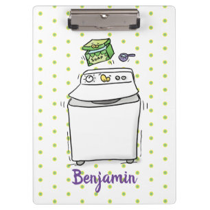 Cute wasmachine cartoon illustratie klembord