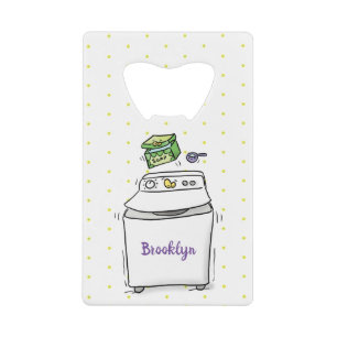 Cute wasmachine cartoon illustratie kredietkaart flessenopener