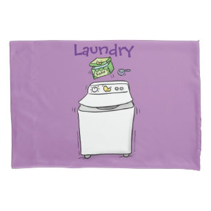 Cute wasmachine cartoon illustratie kussensloop