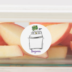 Cute wasmachine cartoon illustratie labels