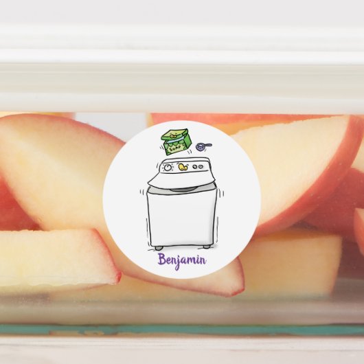 Cute wasmachine cartoon illustratie labels (Aangebracht)