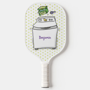 Cute wasmachine cartoon illustratie pickleball paddle