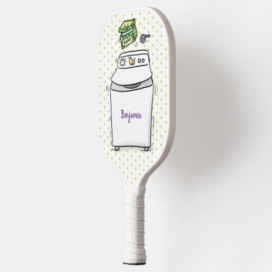 Cute wasmachine cartoon illustratie pickleball paddle (Links)