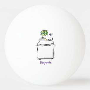 Cute wasmachine cartoon illustratie pingpongballen