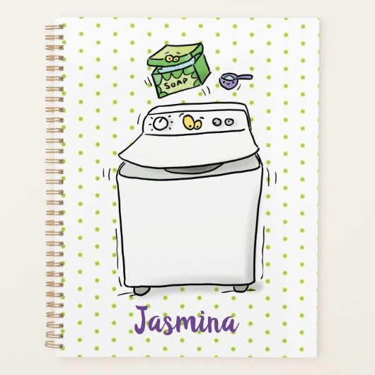 Cute wasmachine cartoon illustratie planner (Voorkant)