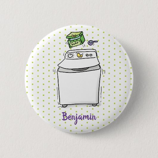 Cute wasmachine cartoon illustratie ronde button 5,7 cm (Voorkant)