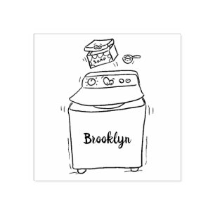 Cute wasmachine cartoon illustratie rubberstempel