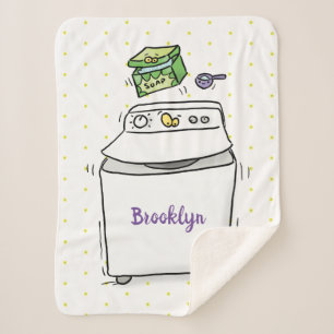 Cute wasmachine cartoon illustratie sherpa deken