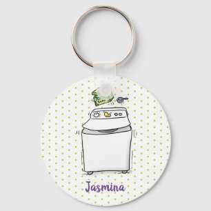 Cute wasmachine cartoon illustratie sleutelhanger
