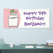 Cute wasmachine cartoon illustratie spandoek (Beurs)